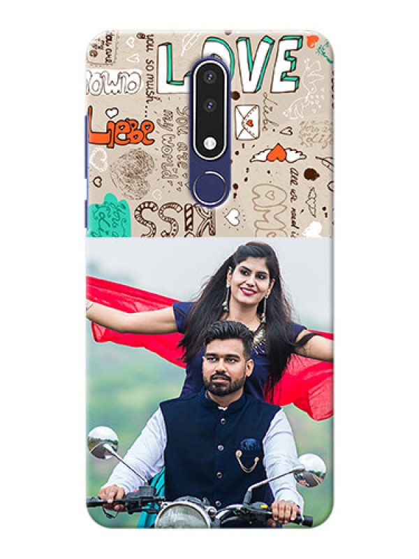 Custom Nokia 3.1 Plus Personalised mobile covers: Love Doodle Pattern 