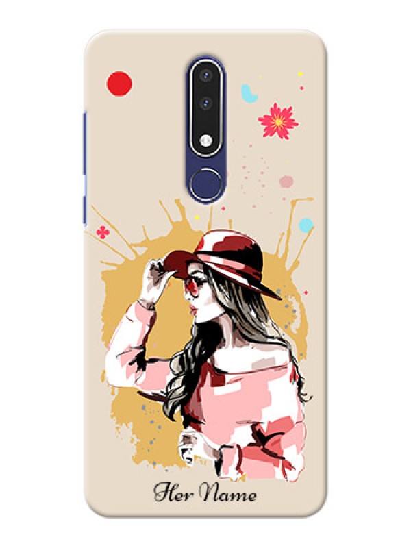 Custom Nokia 3.1 Plus Back Covers: Women with pink hat Design