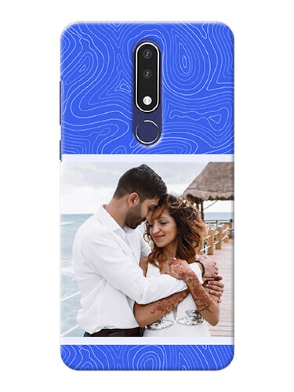 Custom Nokia 3.1 Plus Mobile Back Covers: Curved line art with blue and white Design