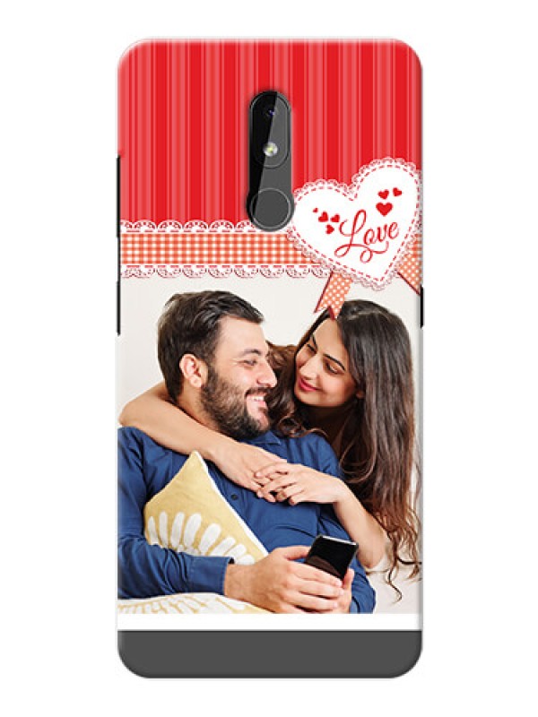 Custom Nokia 3.2 phone cases online: Red Love Pattern Design
