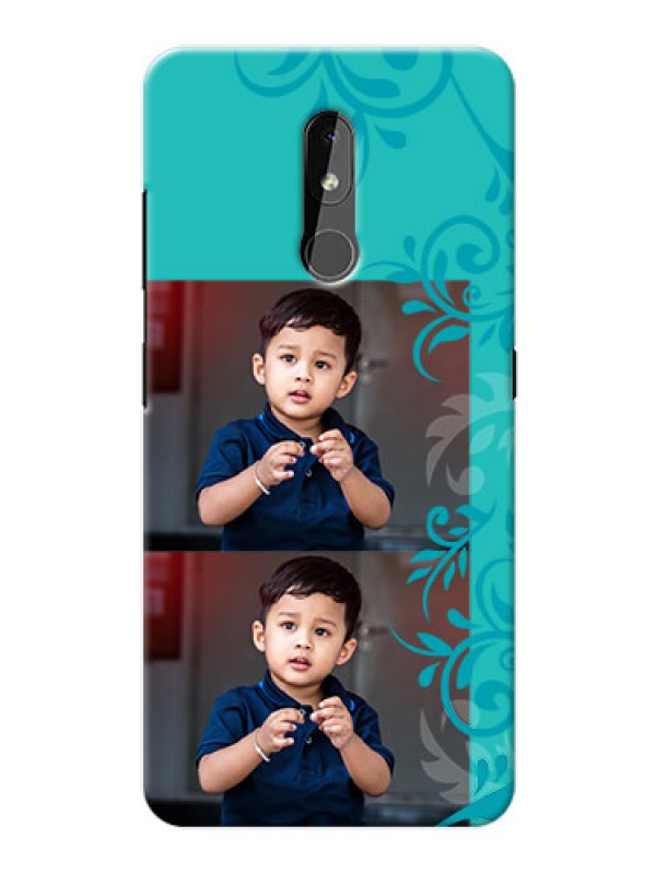 Custom Nokia 3.2 Mobile Cases with Photo and Green Floral Design 