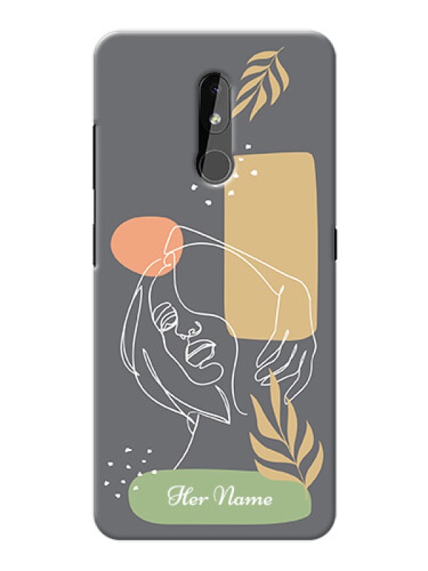 Custom Nokia 3.2 Phone Back Covers: Gazing Woman line art Design