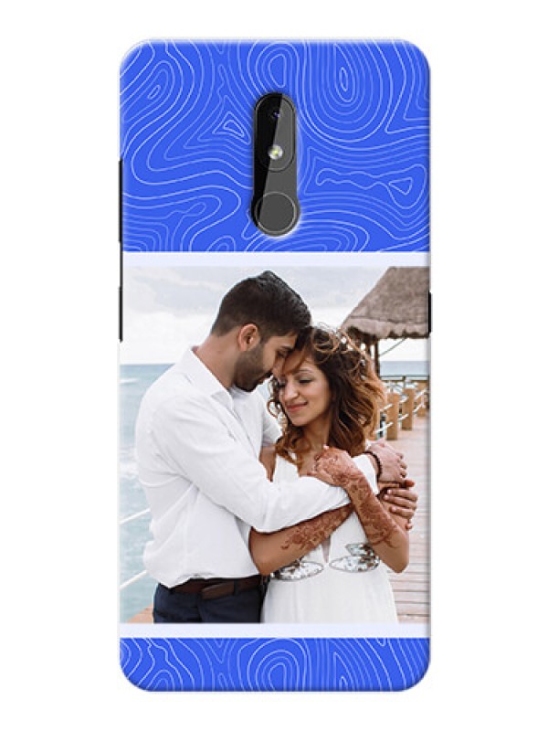 Custom Nokia 3.2 Mobile Back Covers: Curved line art with blue and white Design