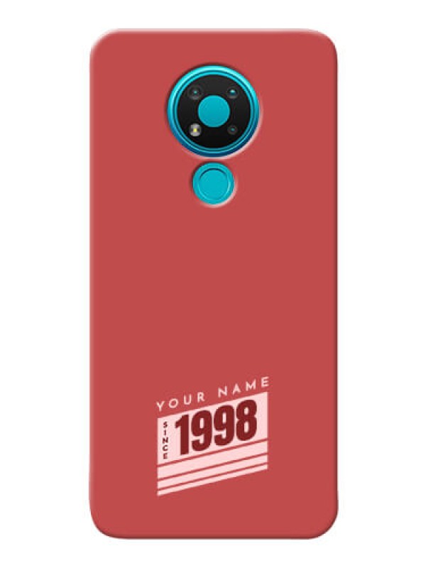 Custom Nokia 3.4 Phone Back Covers: Red custom year of birth Design