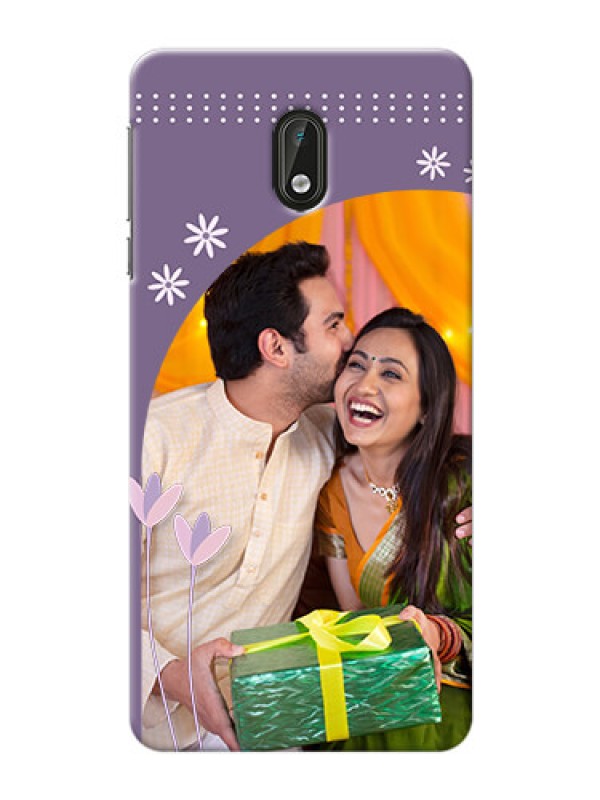 Custom Nokia 3 lavender background with flower sprinkles Design