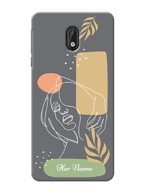 Custom Nokia 3 Phone Back Covers: Gazing Woman line art Design