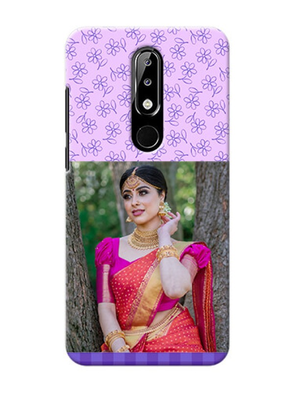 Custom Nokia 5.1 plus Mobile Cases: Purple Floral Design