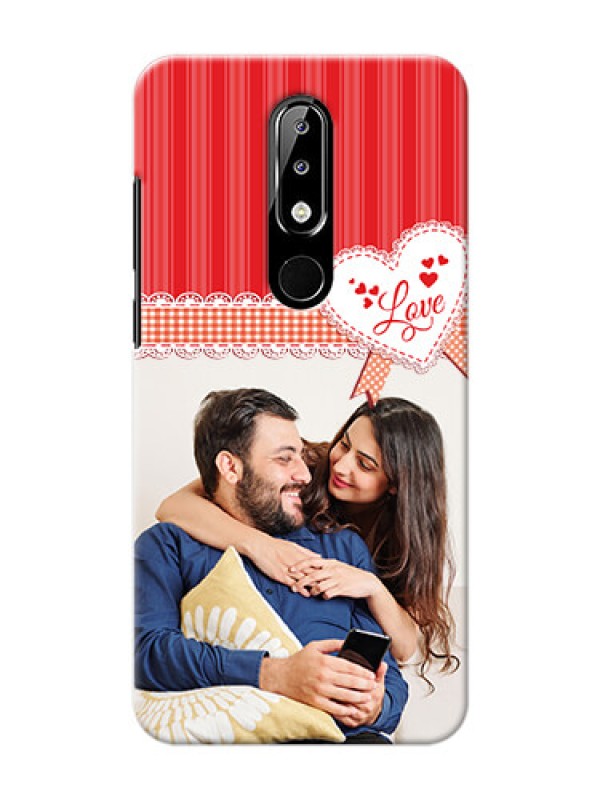 Custom Nokia 5.1 plus phone cases online: Red Love Pattern Design