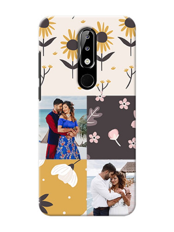 Custom Nokia 5.1 plus phone cases online: 3 Images with Floral Design