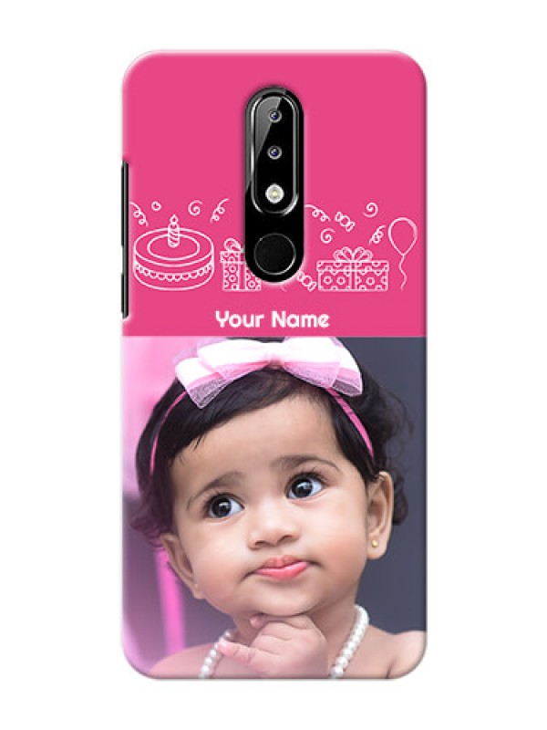 Custom Nokia 5.1 plus Custom Mobile Cover with Birthday Line Art Design