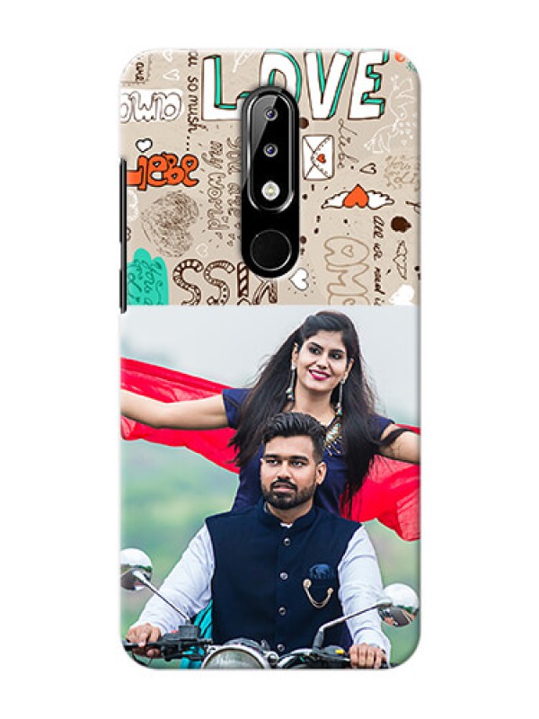Custom Nokia 5.1 plus Personalised mobile covers: Love Doodle Pattern 