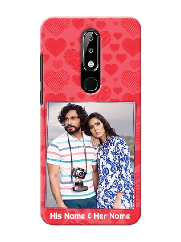 Custom Nokia 5.1 plus Mobile Back Covers: with Red Heart Symbols Design