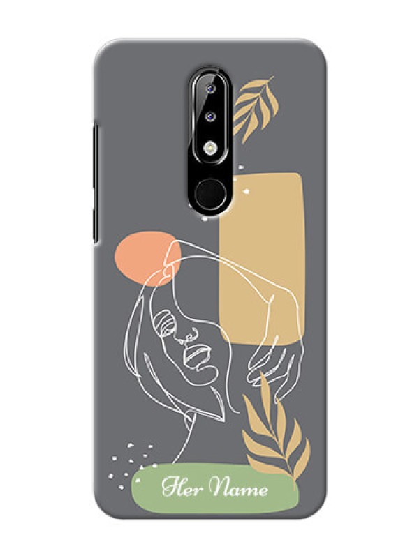 Custom Nokia 5.1 Plus Phone Back Covers: Gazing Woman line art Design