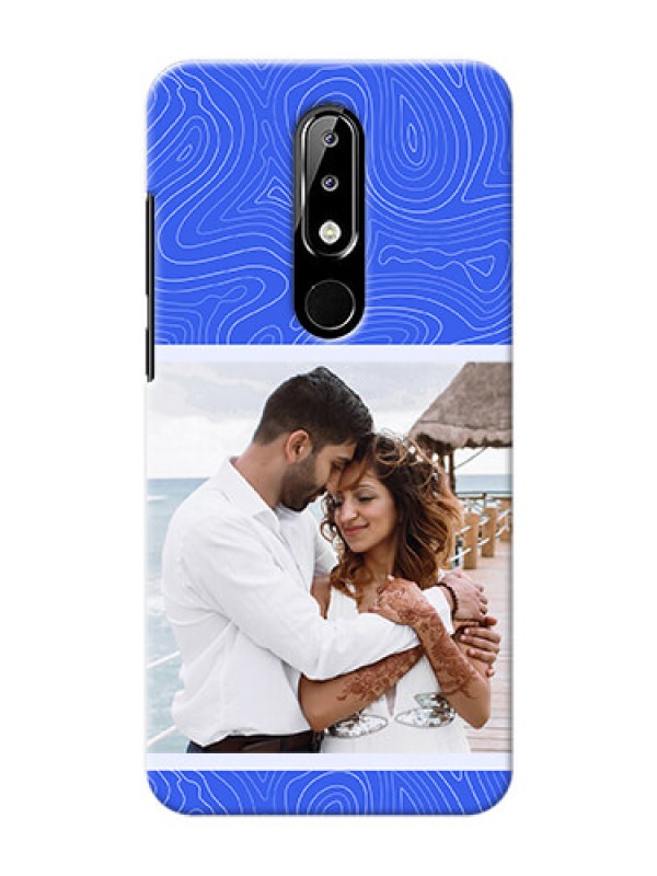 Custom Nokia 5.1 Plus Mobile Back Covers: Curved line art with blue and white Design