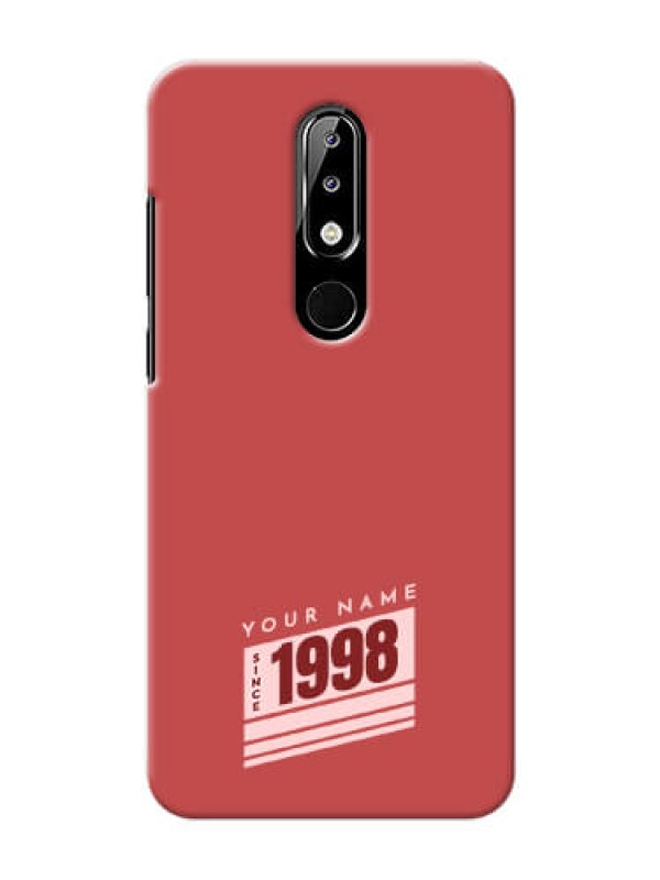 Custom Nokia 5.1 Plus Phone Back Covers: Red custom year of birth Design