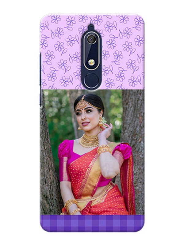 Custom Nokia 5.1 Mobile Cases: Purple Floral Design