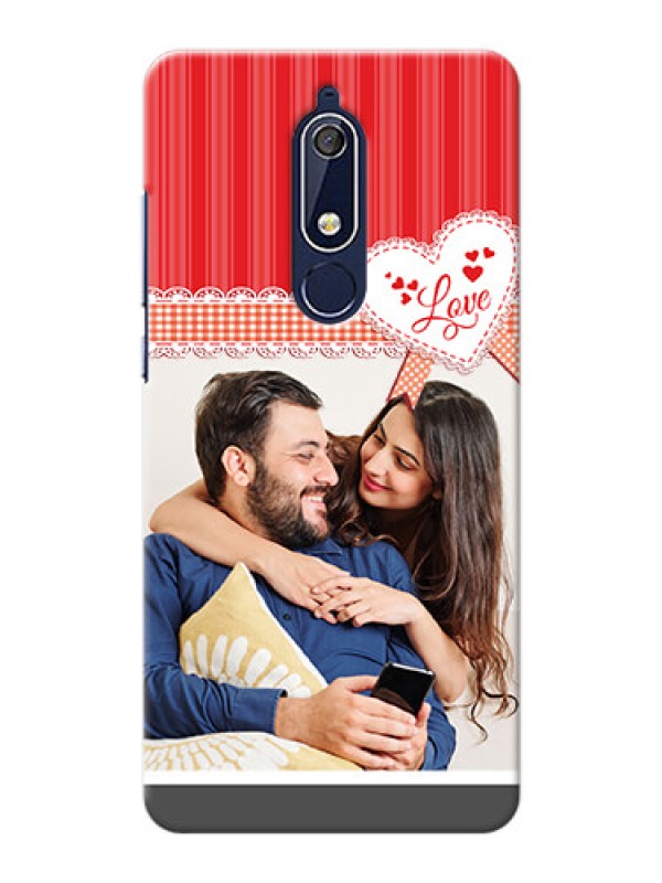 Custom Nokia 5.1 phone cases online: Red Love Pattern Design