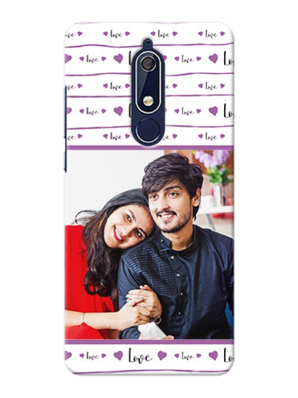 Custom Nokia 5.1 Mobile Back Covers: Couples Heart Design