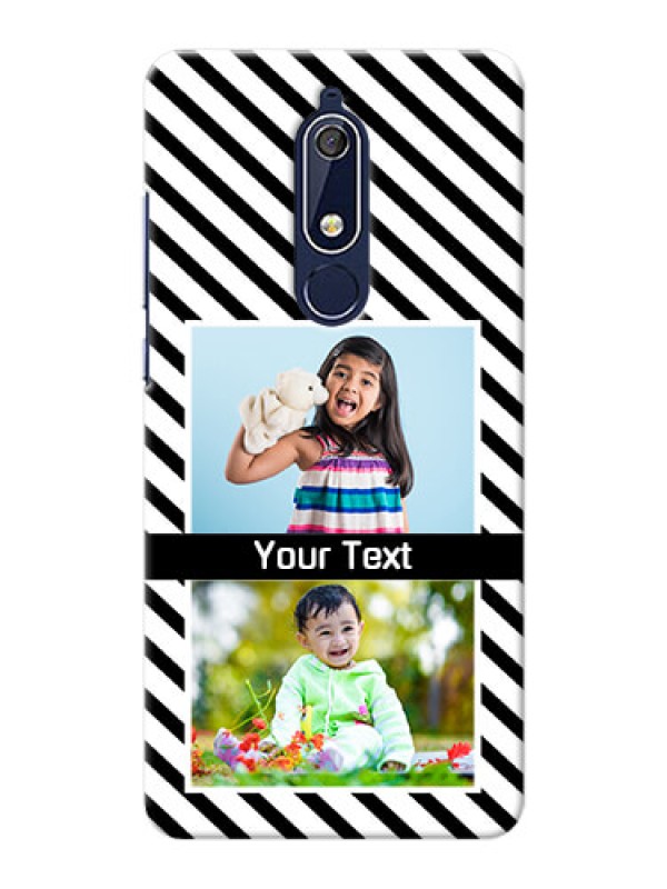 Custom Nokia 5.1 Back Covers: Black And White Stripes Design