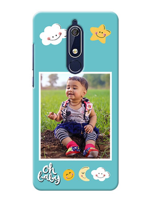 Custom Nokia 5.1 Personalised Phone Cases: Smiley Kids Stars Design