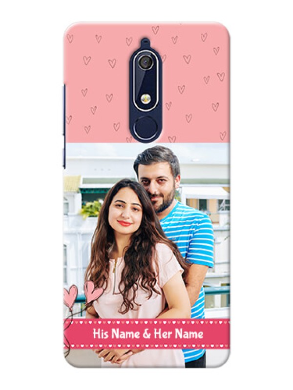 Custom Nokia 5.1 phone back covers: Love Design Peach Color