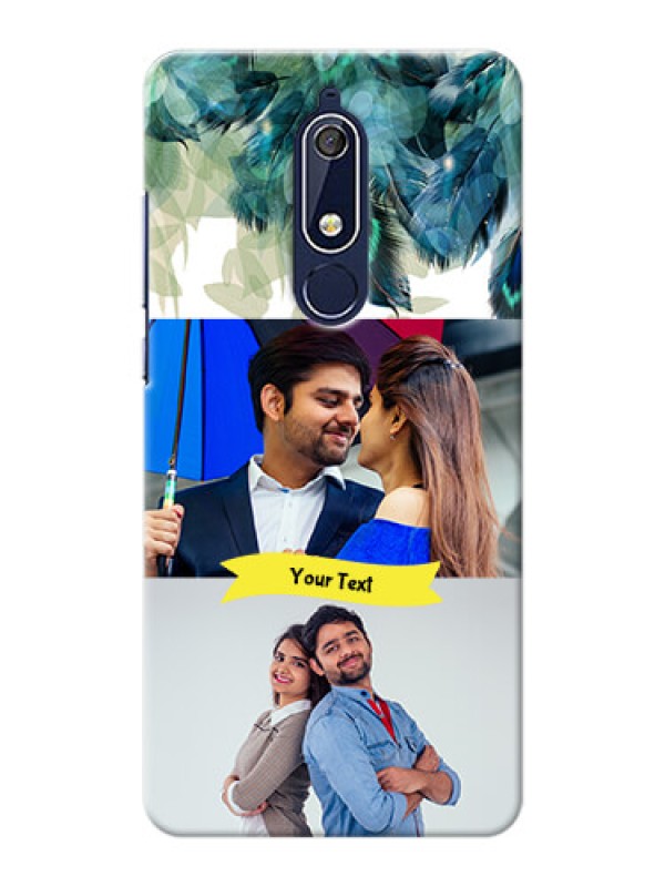 Custom Nokia 5.1 Phone Cases: Image with Boho Peacock Feather Design