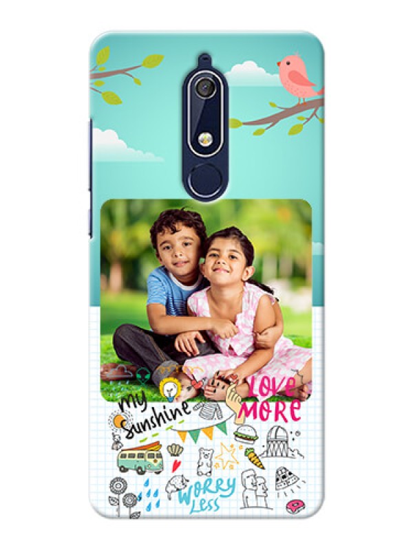 Custom Nokia 5.1 phone cases online: Doodle love Design