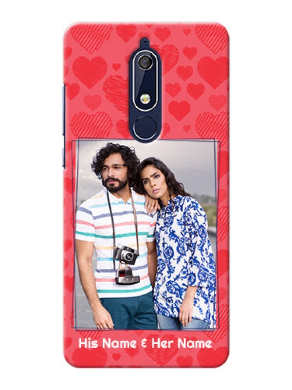 Custom Nokia 5.1 Mobile Back Covers: with Red Heart Symbols Design
