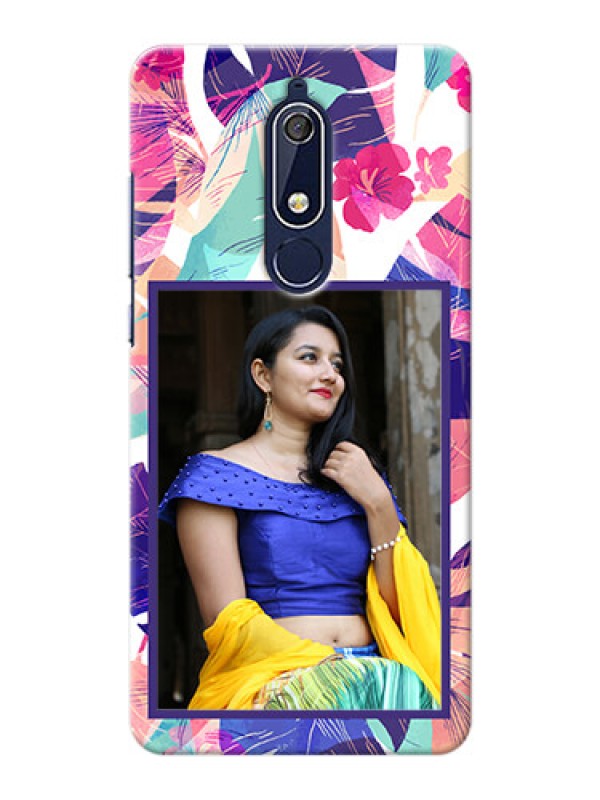 Custom Nokia 5.1 Personalised Phone Cases: Abstract Floral Design