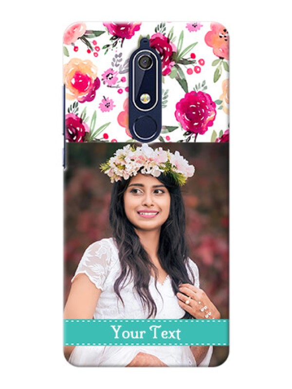 Custom Nokia 5.1 Personalized Mobile Cases: Watercolor Floral Design