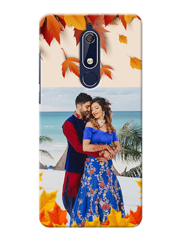 Custom Nokia 5.1 Mobile Phone Cases: Autumn Maple Leaves Design