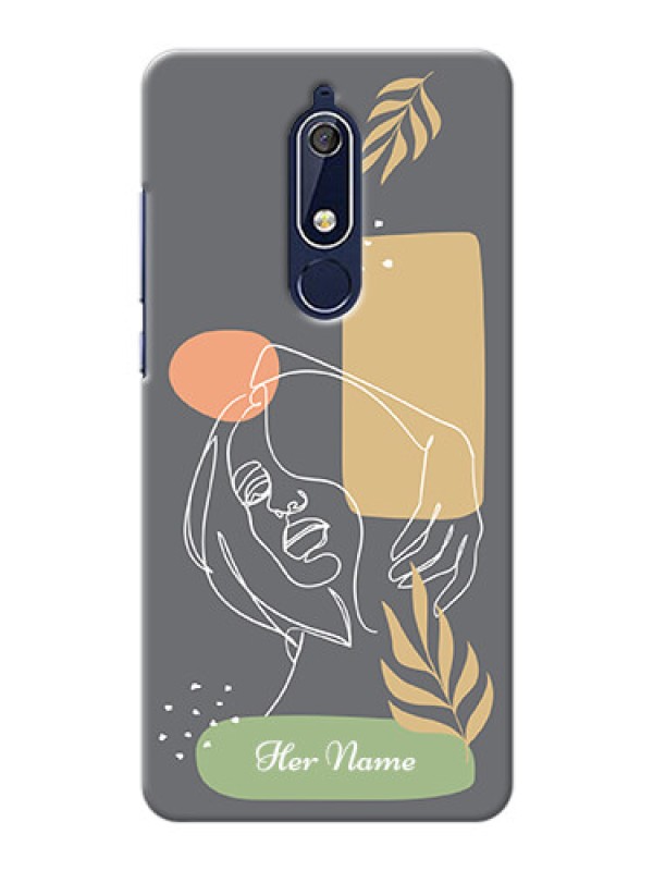 Custom Nokia 5.1 Phone Back Covers: Gazing Woman line art Design