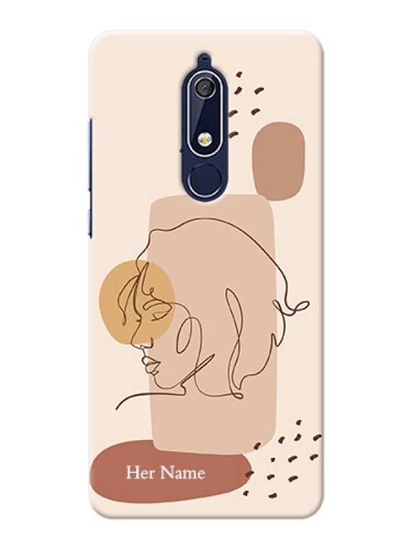 Custom Nokia 5.1 Custom Phone Covers: Calm Woman line art Design