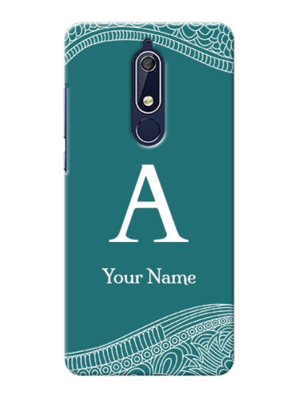 Custom Nokia 5.1 Mobile Back Covers: line art pattern with custom name Design