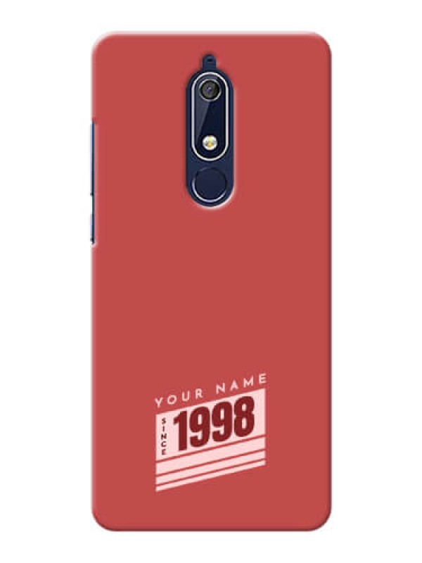 Custom Nokia 5.1 Phone Back Covers: Red custom year of birth Design