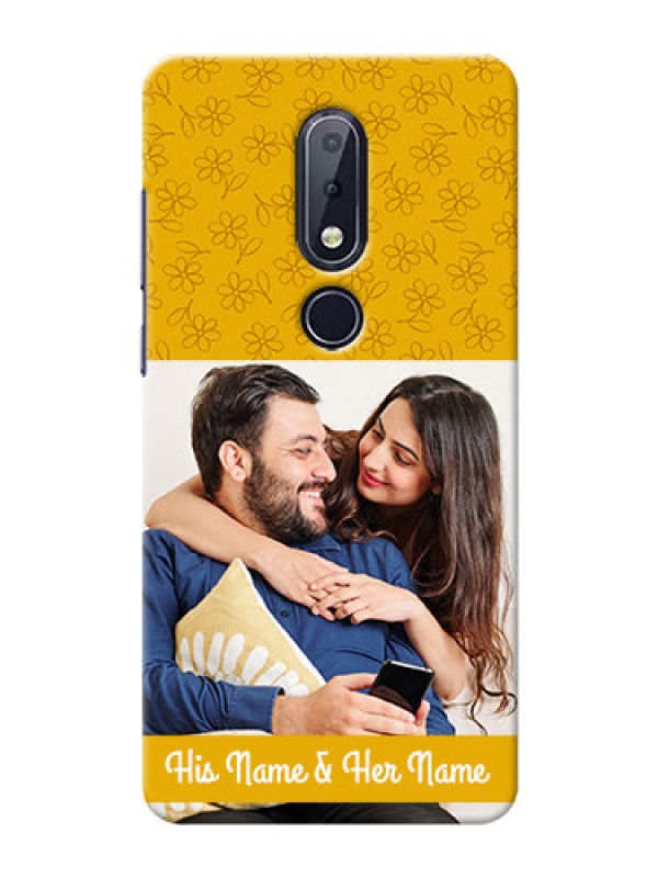 Custom Nokia 6.1 Plus mobile phone covers: Yellow Floral Design