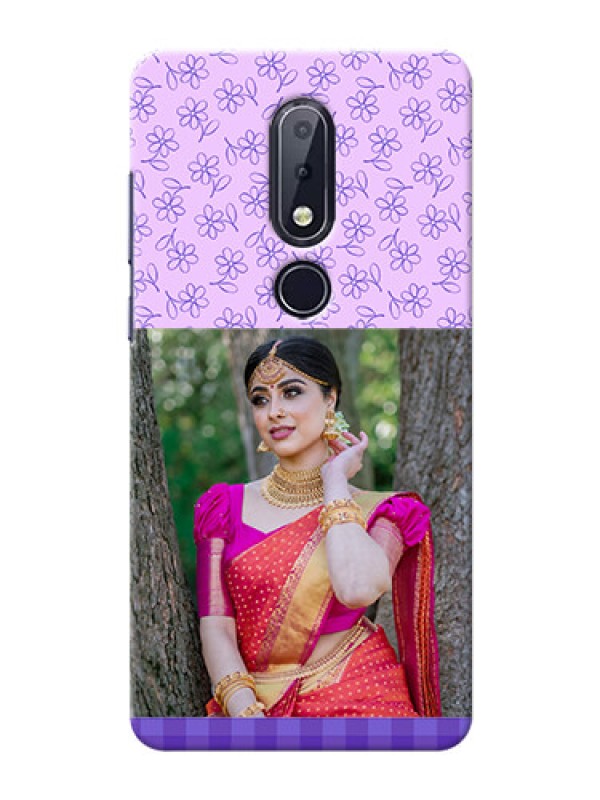 Custom Nokia 6.1 Plus Mobile Cases: Purple Floral Design