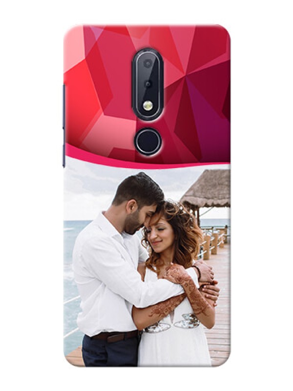 Custom Nokia 6.1 Plus custom mobile back covers: Red Abstract Design