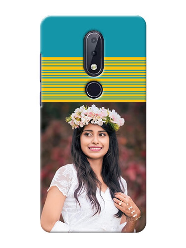 Custom Nokia 6.1 Plus personalized phone covers: Yellow & Blue Design 