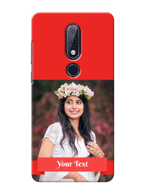Custom Nokia 6.1 Plus Personalised mobile covers: Simple Red Color Design
