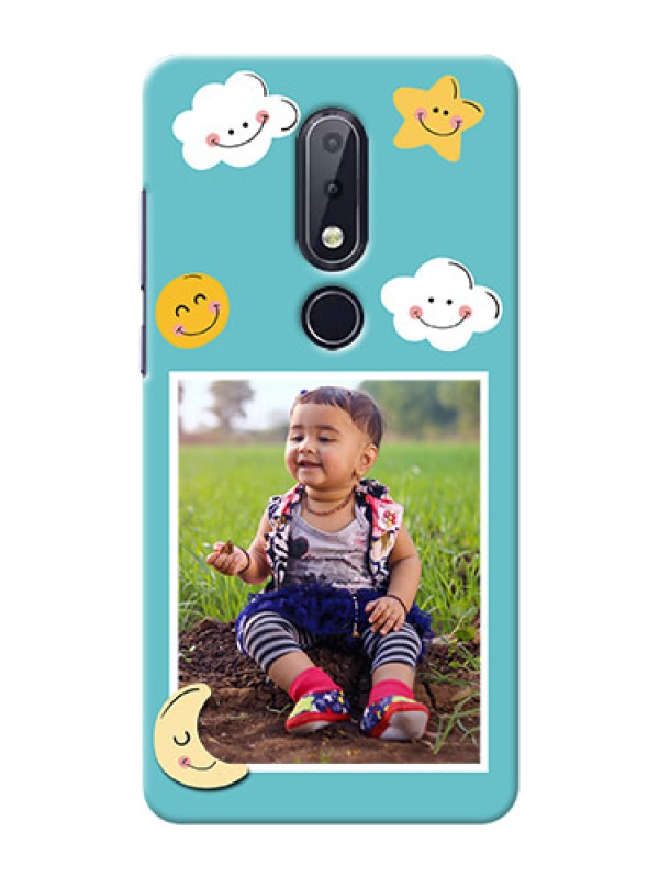 Custom Nokia 6.1 Plus Personalised Phone Cases: Smiley Kids Stars Design