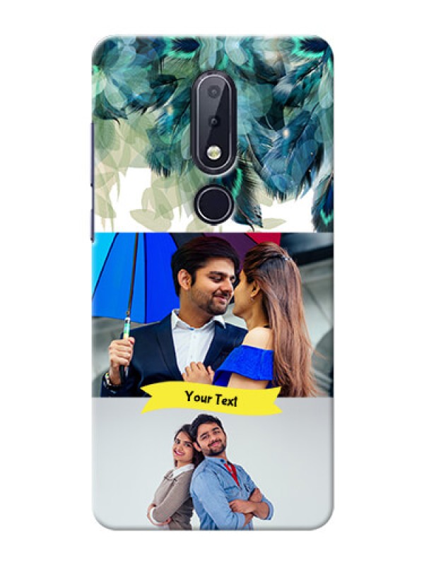 Custom Nokia 6.1 Plus Phone Cases: Image with Boho Peacock Feather Design