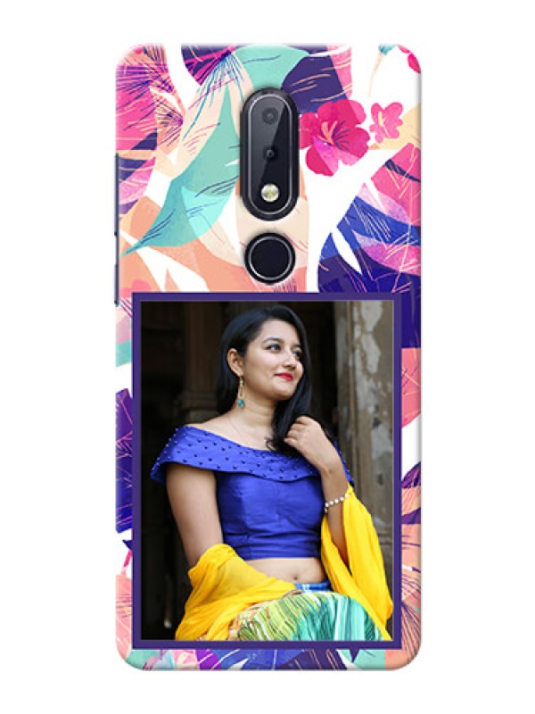 Custom Nokia 6.1 Plus Personalised Phone Cases: Abstract Floral Design