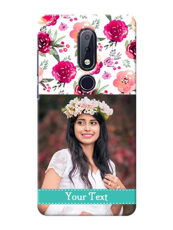 Custom Nokia 6.1 Plus Personalized Mobile Cases: Watercolor Floral Design