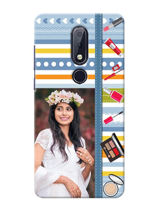 Custom Nokia 6.1 Plus Personalized Mobile Cases: Makeup Icons Design