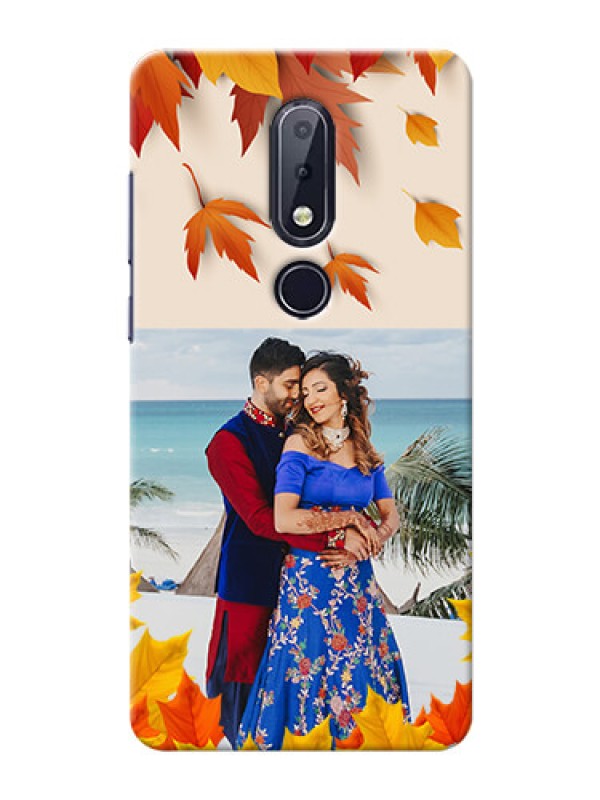 Custom Nokia 6.1 Plus Mobile Phone Cases: Autumn Maple Leaves Design
