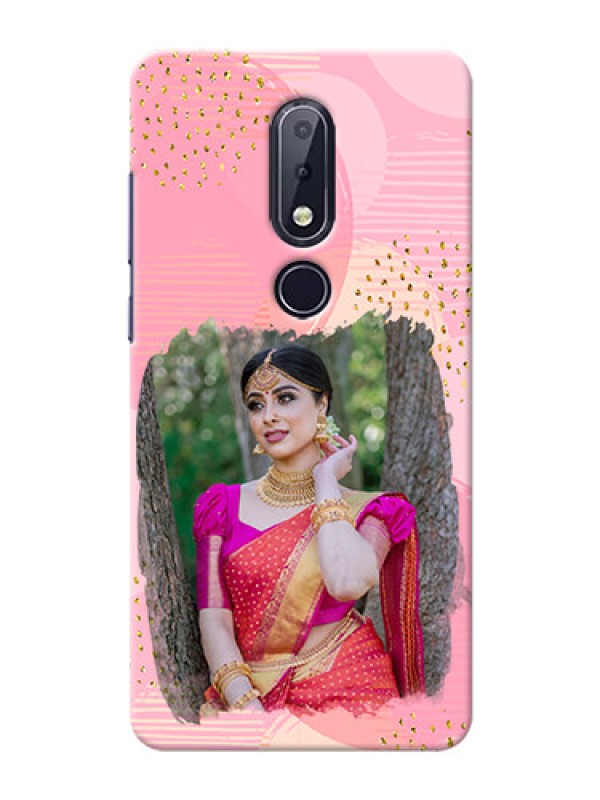 Custom Nokia 6.1 Plus Phone Covers for Girls: Gold Glitter Splash Design