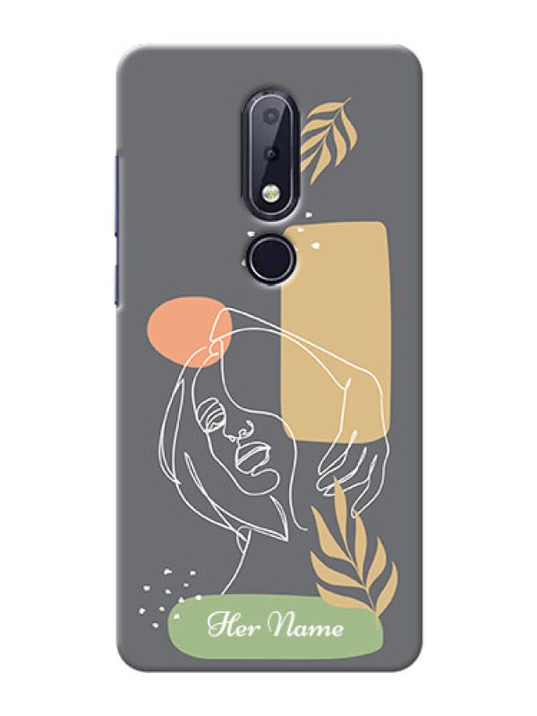 Custom Nokia 6.1 Plus Phone Back Covers: Gazing Woman line art Design