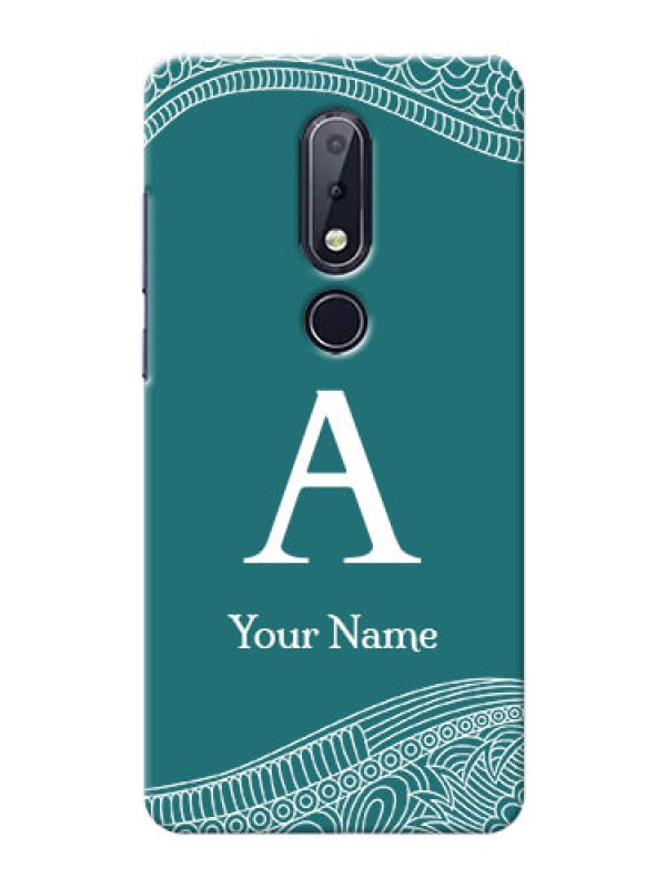 Custom Nokia 6.1 Plus Mobile Back Covers: line art pattern with custom name Design