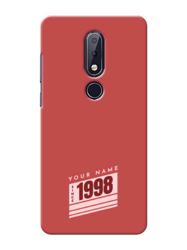 Custom Nokia 6.1 Plus Phone Back Covers: Red custom year of birth Design
